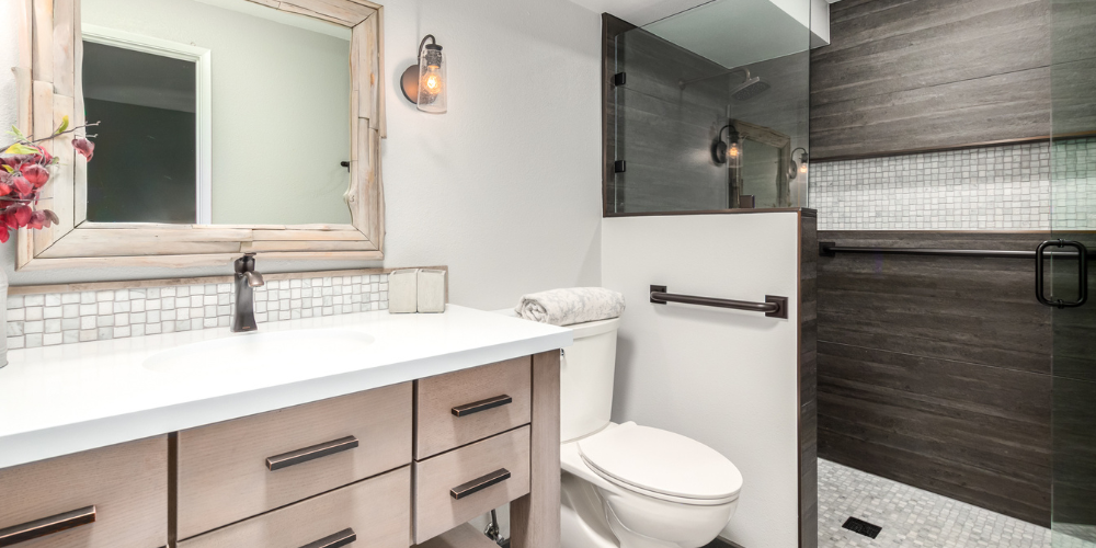 Light Natural Wood Vanity in Scottsdale Bathroom Remodel